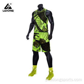 Camisa de equipe de uniforme de basquete masculino e shorts